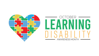 Learning Disability Awareness Month is observed every year on October. Holiday concept background, placard, banner design template Vector illustration background design.