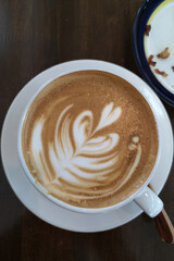 cup of coffee latte in coffee shop