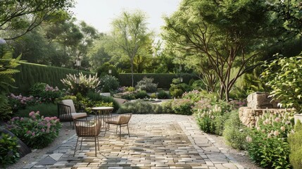 english garden with patio raw