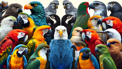 Beautiful and Colorful Birds of Different Varieties - Vibrant and Diverse Bird Species Collection, bird collection, nature, exotic birds, bird diversity, colorful bird species