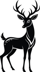 Deer vector art silhouette illustration.