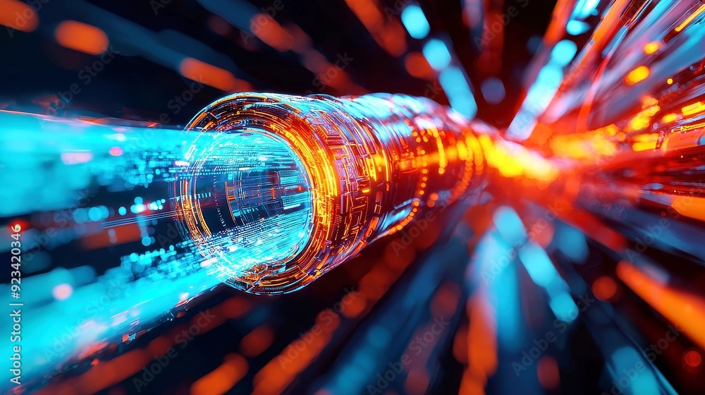 Poster abstract blue network connection, a visual representation of digital technology, showcasing intricat