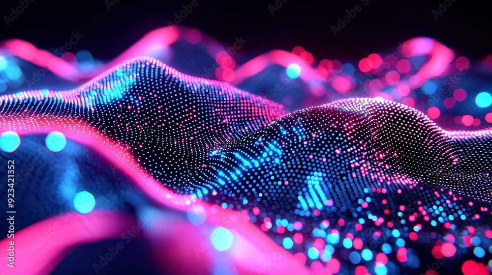 Poster neon complexity analysis, a vibrant representation of abstract statistical data, featuring intricate
