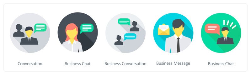 A set of 5 Communication icons as conversation, business chat, business conversation