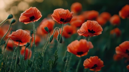 Fototapeta premium Poppy flowers closeup
