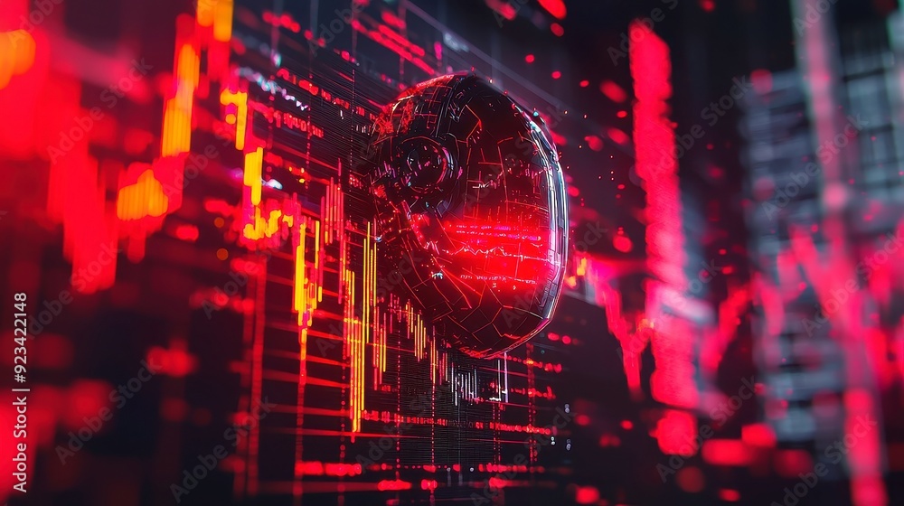 Poster ai-generated financial metrics displayed on a computer screen, showcasing dynamic graphs and charts 