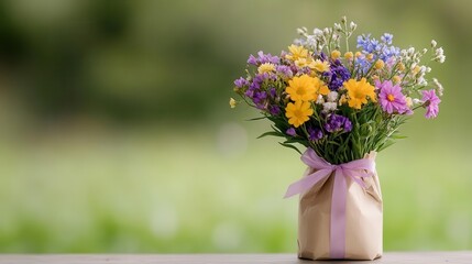 A vibrant bouquet of wildflowers in a charming jar, perfect for adding color and beauty to any setting.