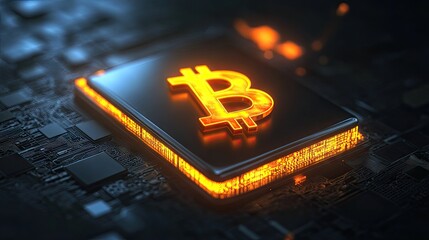 A glowing 3D currency symbol floating above a digital wallet, symbolizing the rise of cryptocurrency in modern finance.