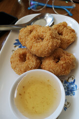 Shrimp Fritters on a plate, a dish for Chinese New Year