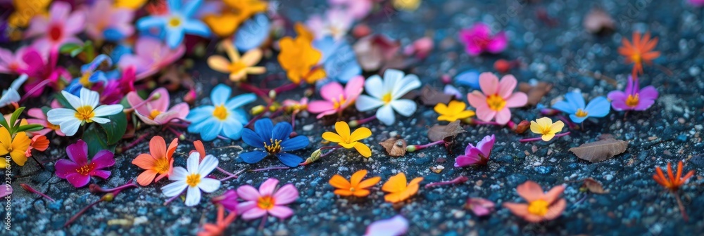 Sticker Vibrant tiny blossoms on the ground