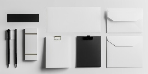 A white envelope sits on a table next to a pen and a clip