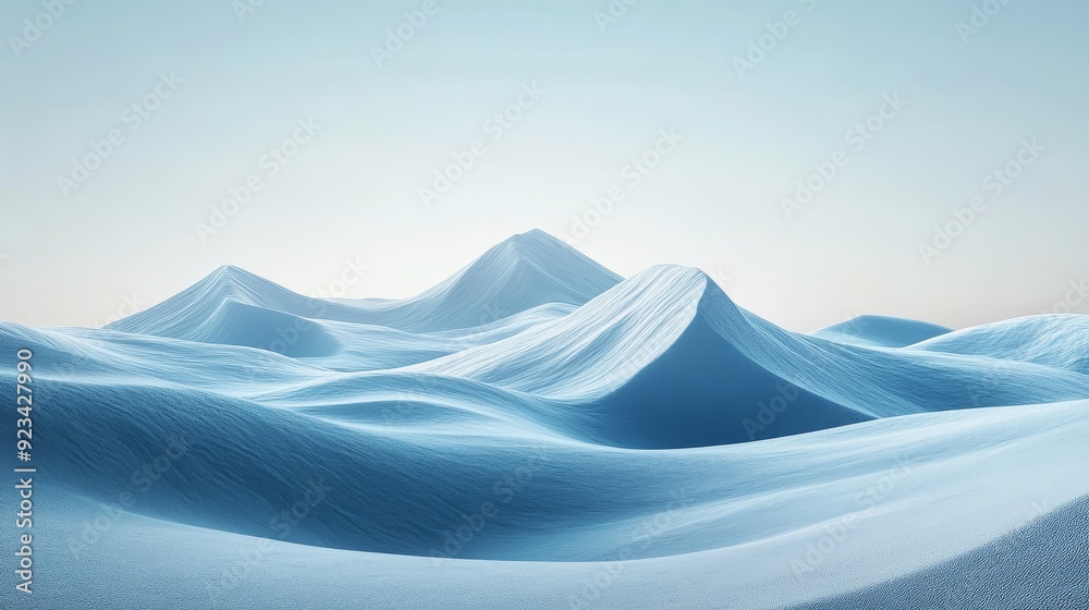 Wall mural A snowy mountain range is shown in the distance, with a vast