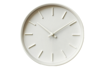 modern white wall clock , isolated on white background
