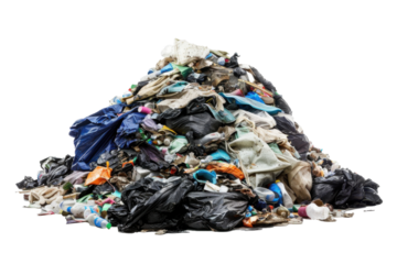 Pile of garbage, trash , isolated on white background 