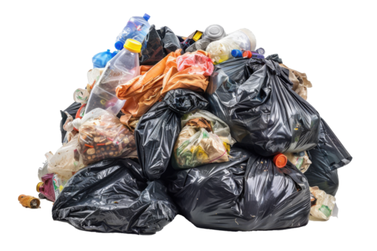 Pile of garbage, trash , isolated on white background 