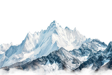 Rocky mountains with snow covered , isolated on white background 