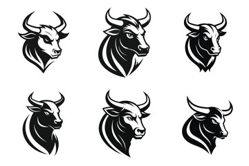Trading bull logo icon vector art illustration