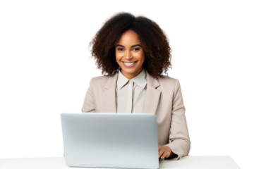 PNG  Professional woman working laptop