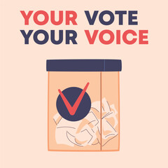A simple illustration of the voting process, a ballot box with ballots. Perfect for social media, government campaigns and promoting civic engagement during election season.