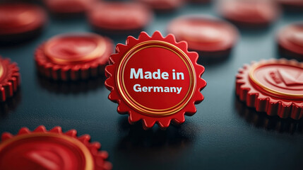 Made in Germany icon with red seal on white background