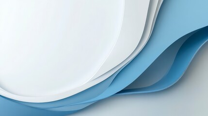 Abstract design featuring layered shapes in white and blue tones.