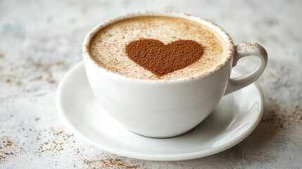 Cup of cappuccino with heart shape generated ai