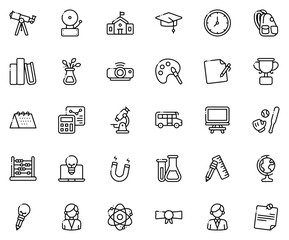 Set Of High School Icons Collection Isolated Silhouette Solid Icons Including Physic,School,Study,Education,Science Vector Icon Set Linear Pictogram Pack