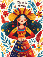 Fototapeta premium Colorful Illustration of Dia de los Muertos Festivities