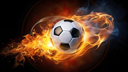 Fototapeta premium energy football on fire black background