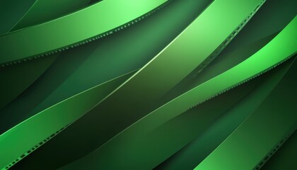 Abstract green waves with layered design creating depth and texture