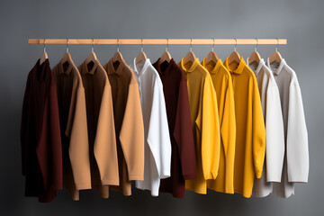 Collection of clothes hanging on rack