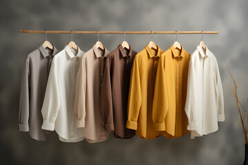 Collection of clothes hanging on rack