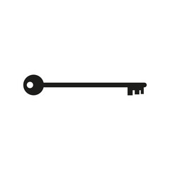 Long door key. Vector silhouette on a white background.