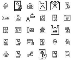 Set Of Linear Food Delivery Outline Icons Collection Isolated Silhouette Solid Icons Including Delivery,Order-Food,Food-Pack,Food-And-Beverage,Food-Delivery Infographic Simple Vector Illustration Logo