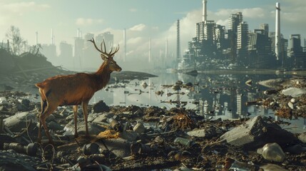 Educational display on pollution's effects on wildlife and ecosystems, showing the urgency of ecological conservation