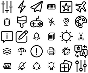 Mega Set Of Vector Essential Icons Collection Isolated Silhouette Solid Icons Including Contact,Essential,Arrow,Internet,Ui Set Vector Flat Line Icons