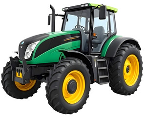 Obraz premium green tractor isolated on transparent background.