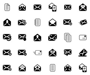 Set Of Email Icons Collection Isolated Silhouette Solid Icons Including Folder,Send,Message,Email,Mail Outline Icons Collection. Simple Vector Illustration