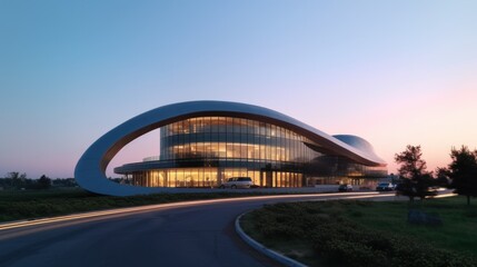 Obraz premium Modern Architectural Design with Curved Glass Facade