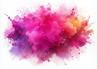 Vibrant fuchsia watercolor splash creates a dynamic abstract background with soft, blended edges and subtle texture, perfect for adding pop of color to designs.