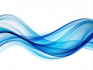 Fototapeta premium Vibrant blue wavy abstract shape flows across a crisp white background, evoking a sense of calmness and serenity, perfect for creative visual projects.