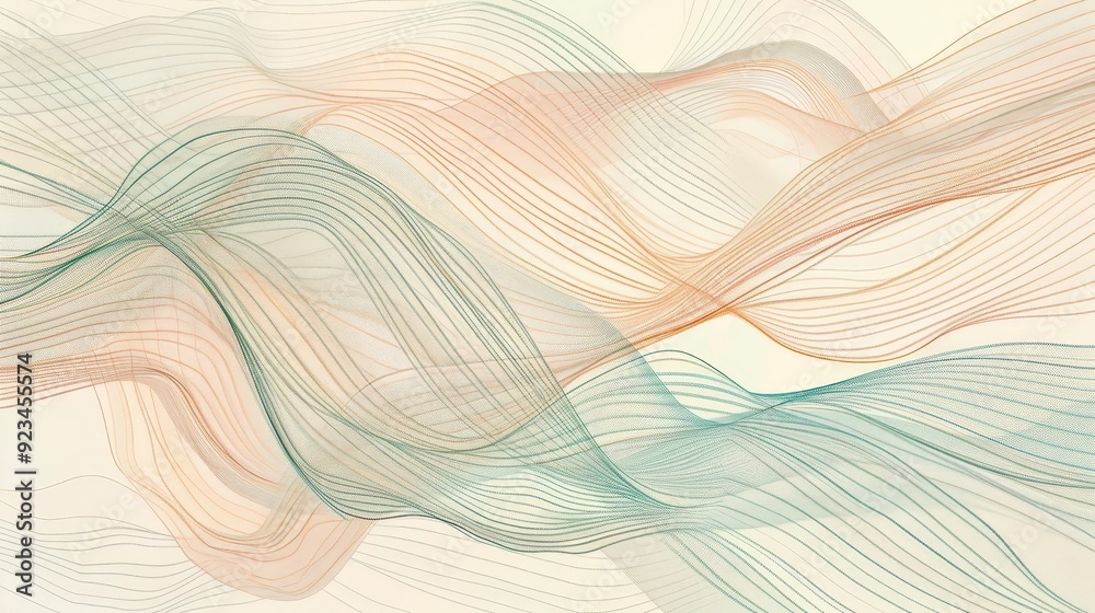 Poster an abstract line pattern with undulating, parallel lines creating a wave-like effect