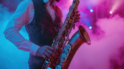 The saxophonist on stage