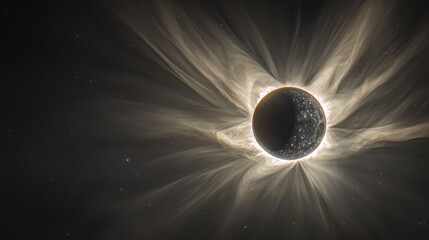 Obraz premium Celestial Eclipse with Light Rays and Stars in Deep Space