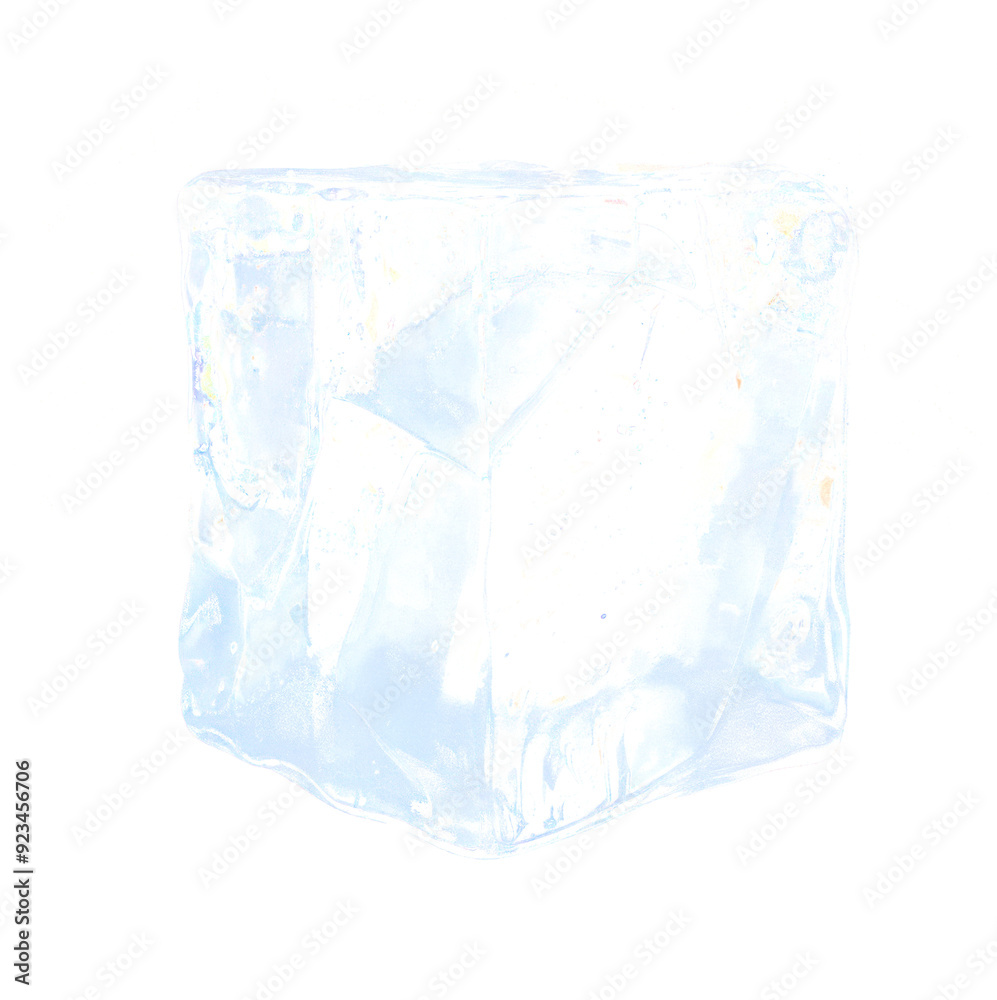 Canvas Prints a close-up of a single, large, clear ice cube against