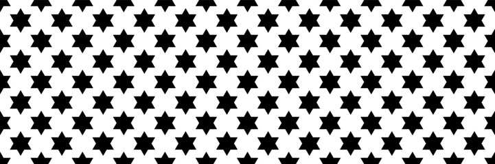 horizontal seamless of black six angles star for pattern and background.