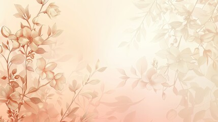 An elegant background design with a soft gradient transition from blush pink to cream, adorned with delicate floral motifs
