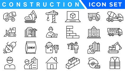 Outline web icons set - construction, home repair tools. Thin line web icons collection. Simple vector illustration