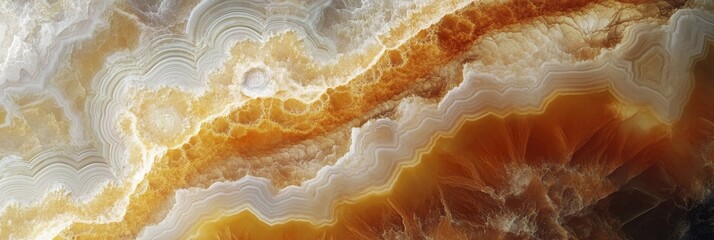 Abstract natural stone background with swirling patterns in shades of yellow, brown, and white, symbolizing nature, texture, geology, beauty, and art.