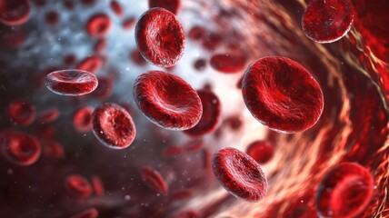 Fototapeta premium Medicalthemed image of red cells interacting with platelets during clot formation